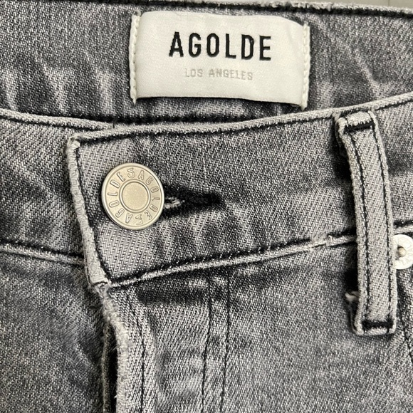 Agolde NICO Button Fly Raw Hem Hi Rise Gray Jeans Women Size 26 - Picture 9 of 15